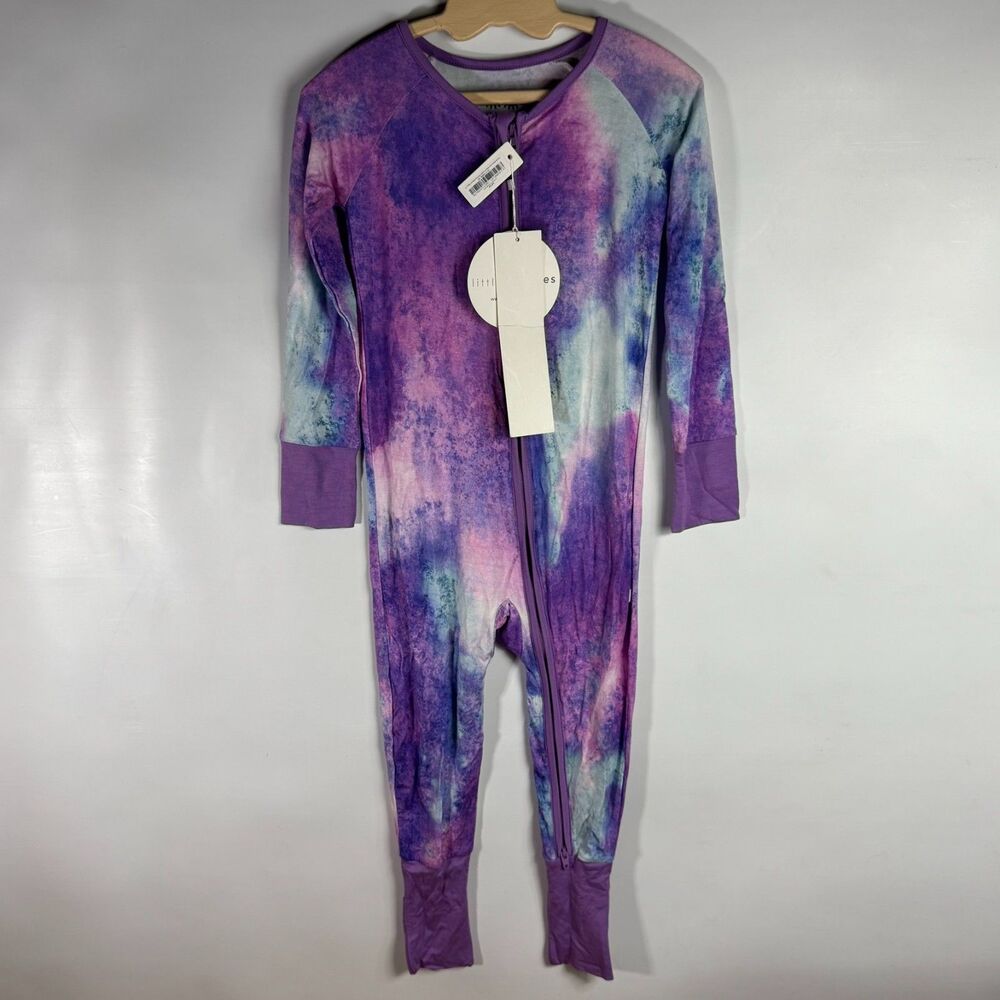 Little Sleepies Toddler 2T Purple Blue Watercolor Bamboo Convertible Zippy